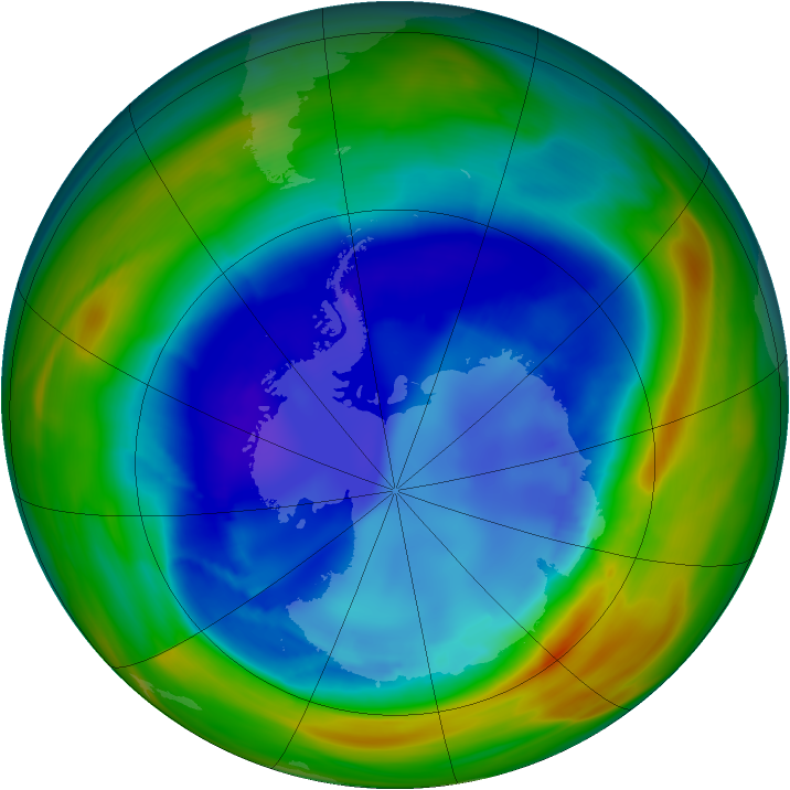 Antarctic ozone map for 25 August 2005